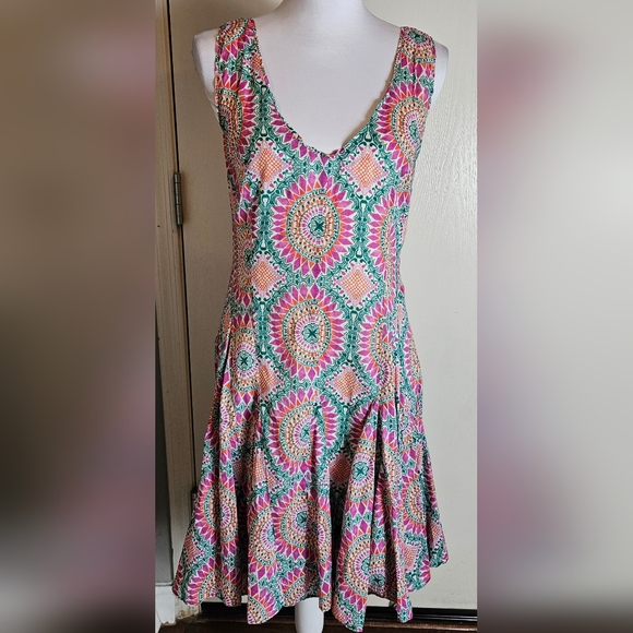 HD in Paris Anthropologie South Island Sun Dress Size 8 Colorful Medallion Print - Picture 2 of 16